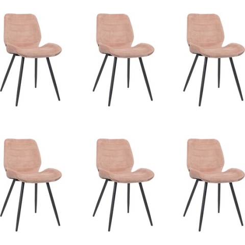 Bronx71® Velvet eetkamerstoel Toby roze - Eetkamerstoelen set van 6