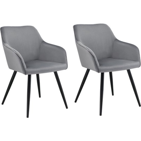 Loungestoel / Eetkamerstoel Tarje - 2-Delig - Grijs - Velvet