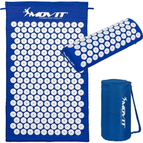 Spijkermat - Acupressuur mat - Shakti mat - Spijkermat met kussen - Massage mat - Inclusief draagtas - 75 x 44 x 2.5 cm - Donkerblauw