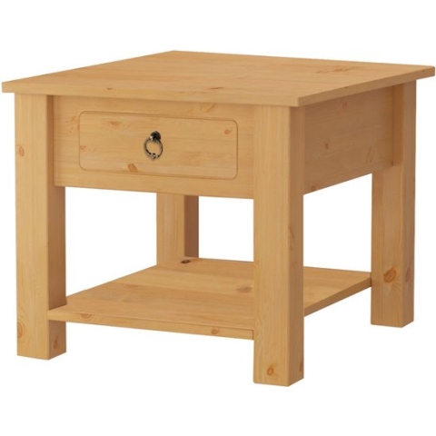 Salontafel met 1 lade in grenen naturel