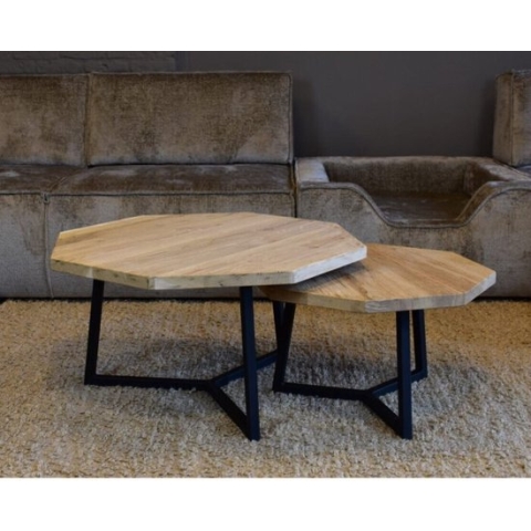 Eiken salontafel set 'Achthoek' | Octagon