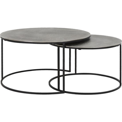 Light & Living Rengo - Ronde Salontafel - Relief Antiek Lood - Ø61x37cm + Ø76x41cm
