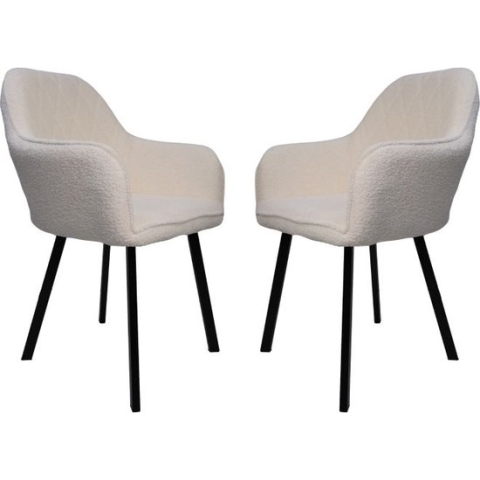 Eetkamerstoelen - Set van 2 - Eetkamerstoelen met Armleuning - Eetkamerstoel - Kuipstoel - Kuipstoelen - Crème