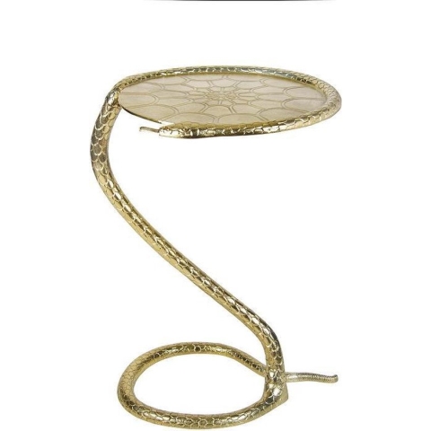 &klevering - Bijzettafel - Sidetable - Python - Slang - goud - metaal - 57 cm hoog