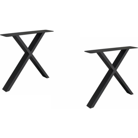2 st. Premium Stalen X Tafelpoten Zwart Koker 100 x 40 mm X - Metalen Tafel Onderstel X + 3 jaar garantie - 100% Nederlandse kwaliteit- Inclusief bevestigingsmateriaal