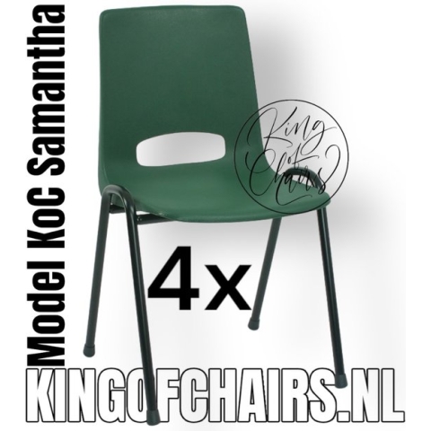 King of Chairs -Set van 4- Model KoC Samantha groen met zwart onderstel. Stapelstoel kuipstoel vergaderstoel tuinstoel kantine stoel stapel stoel kantinestoelen stapelstoelen kuipstoelen arenastoel De Valk 3320 bistrostoel schoolstoel bezoekersstoel