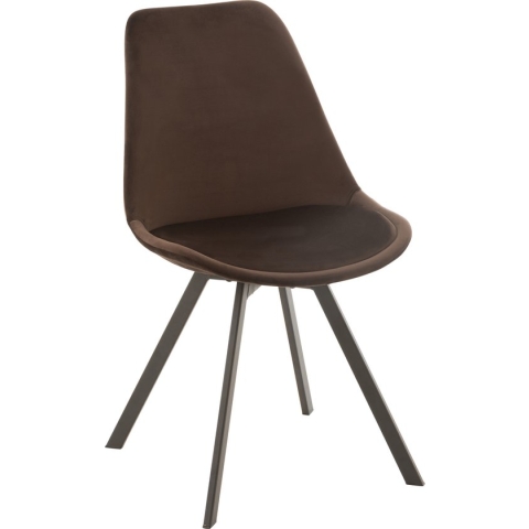 J-Line Stoel Helene Metaal/Textiel Donker Bruin - 2 stuks
