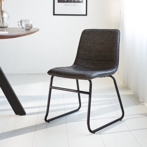 Dimehouse Industriële Eetkamerstoel Mark - Antraciet - Kunstleer