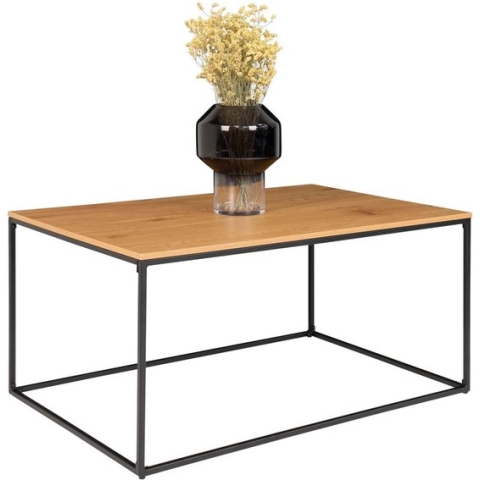 House Nordic Vita Salontafel - Zwart Frame - Eikenlook Blad - 60x90x45 cm