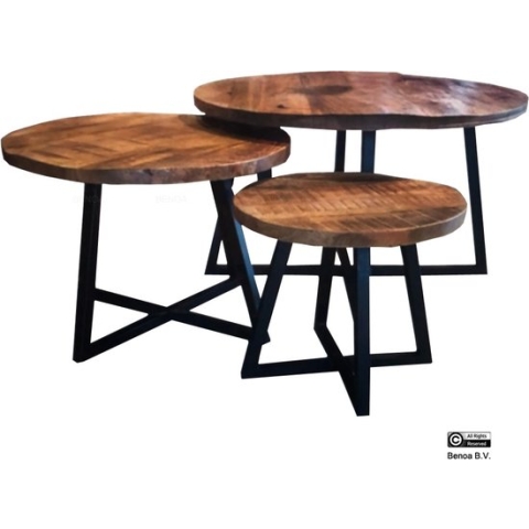 Ronde ijzeren salontafels (set van 3)