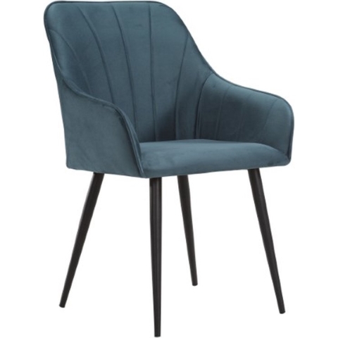 Soof&Tess - Set van 6 - Ferrara Eetkamerstoel - Blauw - Fluweel - Velvet - Industrieel - Met armleuning - Easy Clean Stoffen - Hoge Kwaliteit