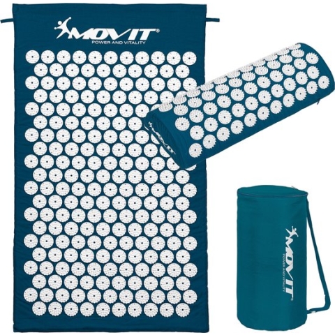 Spijkermat - Acupressuur mat - Shakti mat - Spijkermat met kussen - Massage mat - Inclusief draagtas - 75 x 44 x 2.5 cm - Petrol