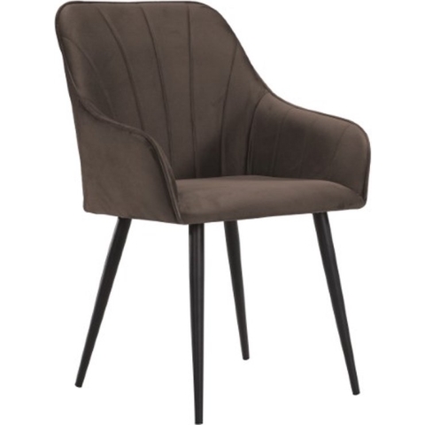 Soof&Tess - Set van 2 - Ferrara Eetkamerstoel - Bruin - Fluweel - Velvet - Industrieel - Met armleuning - Easy Clean Stoffen - Hoge Kwaliteit