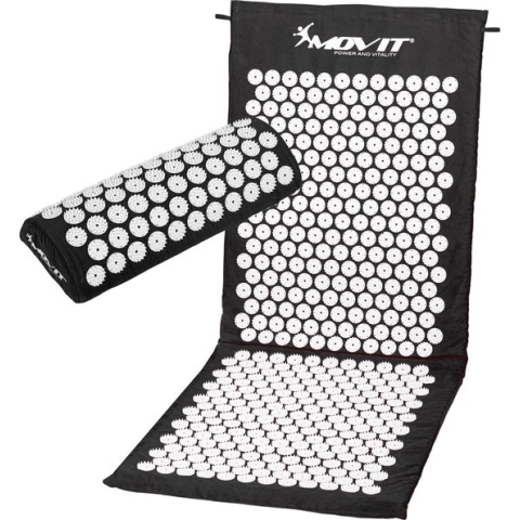 Spijkermat - Acupressuur mat - Shakti mat - Spijkermat met kussen - Massage mat - 130 x 50 x 2.5 cm - Zwart