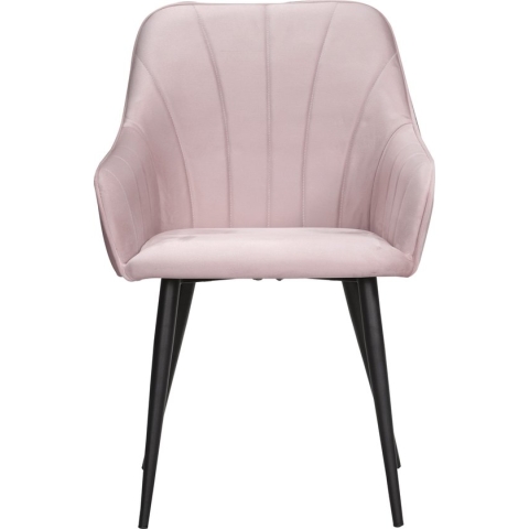 Soof&Tess - Set van 2 - Ferrara Eetkamerstoel - Roze - Fluweel - Velvet - Industrieel - Met armleuning - Easy Clean Stoffen - Hoge Kwaliteit