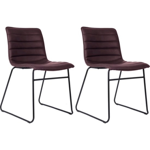 Colenis® - Atlantic Eetkamerstoel - Set Van 2 - Bruin - PU - Industrieel