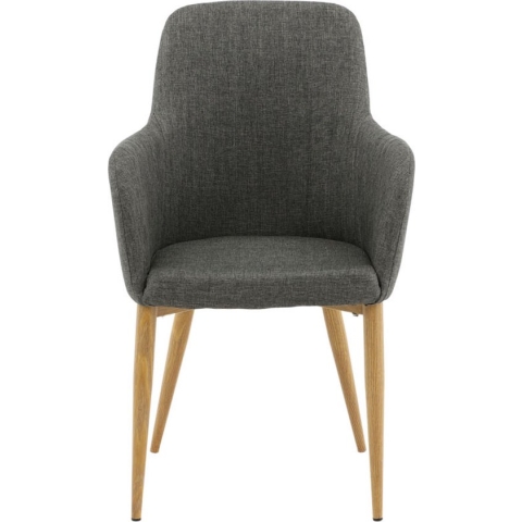Comfort eetkamerstoel grijs, eik decor.