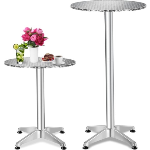 Tectake Bistro - Statafel - zilver - Ø60 cm - 401488