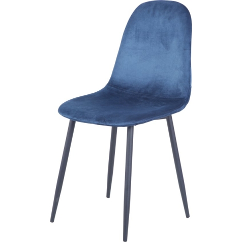 Soph & Tess - Cordoba Eetkamerstoel - Set van 2 - 100 % Velvet - Blauwe eetstoel - Metaalpoot -Industriel