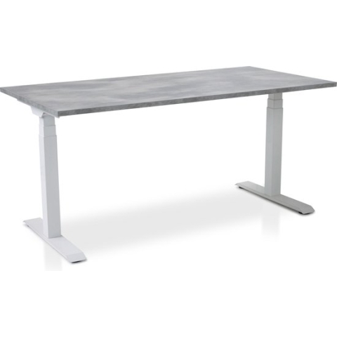 Zit-sta bureau elektrisch verstelbaar - MRC PRO NEN-EN 527 | 180 x 80 cm | frame wit - blad betonlook | memory functie met USB | 150kg draagvermogen