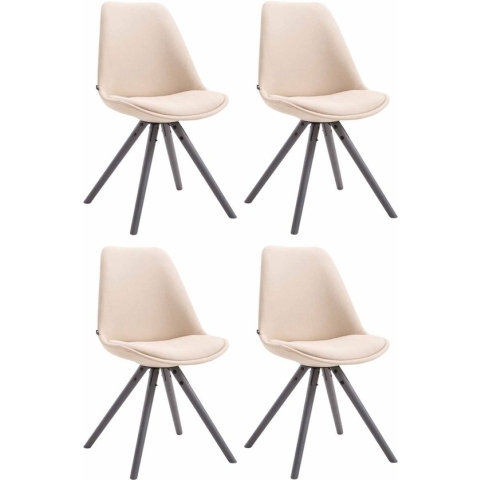 CLP Toulouse Set van 4 stoelen - Rond - Stof creme grijs