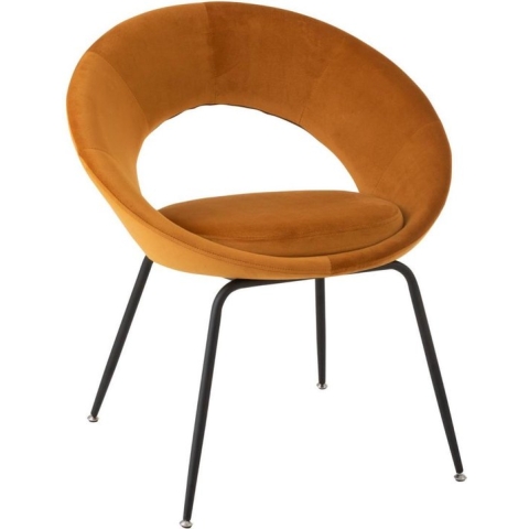J-Line Stoel Rond Metaal/Textiel Oker - 2 stuks