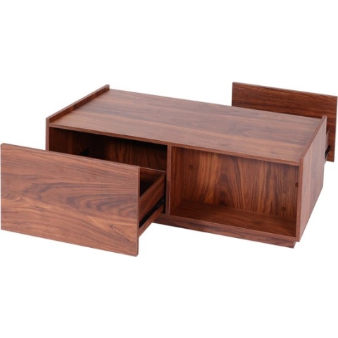 Salontafel MCW-J78, woonkamertafel bijzettafel sofatafel, lade, MDF 110x50x40cm ~ Walnoot-look