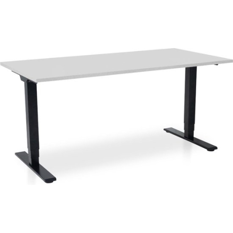 Zit-sta bureau elektrisch verstelbaar - MRC COMFORT NEN-EN 527 | 160 x 80 cm | frame zwart - blad grijs | 130 cm hoog | 100KG draagvermogen