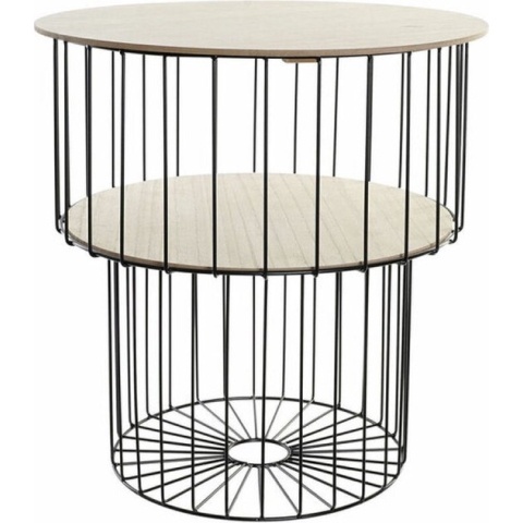 Bijzettafel DKD Home Decor Natuurlijk Zwart MDF Ijzer (49 x 49 x 51,5 cm)