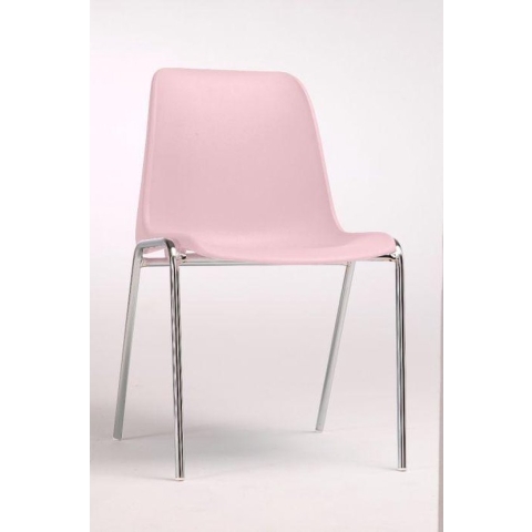 (Set van 2 stuks) Kantinestoelen Rome kunststof stapelbaar roze koppelbaar