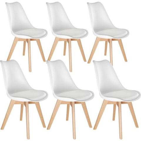 tectake -  6 eetkamerstoelen Friederike - wit  - 403816