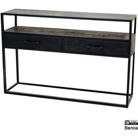 Sidetable Jax - Visgraat - Zwart - 120 cm
