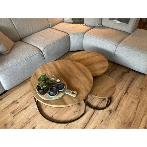 Fugees Salontafel Set van 3 tafels - Teakhout - Matzwart Staal