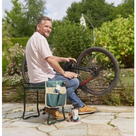 GartenMeister 2 in 1 XXL zit- en kniebank - belastbaar tot 150 kg - inclusief praktische gereedschapstas