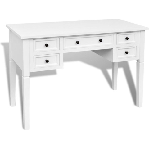 vidaXL-Schrijftafel-met-5-lades-wit