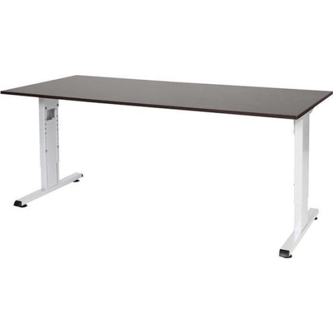 RoomForTheNew Bureau Schiphol Normal-Bureau - Bureautafel - Gaming bureau - Game bureau - Computertafel - Desk - Bureau wit - Verstelbaar bureau - Gaming Desk - Bureau tafel - Bureau verstelbaar--Logan eiken blad-Wit  onderstel- 180x80