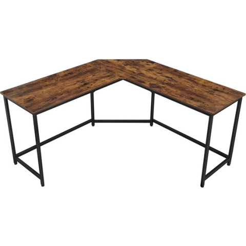 Hoppa! L-vormig computerbureau - Bruin / Zwart - Spaanplaat / Metaal - 149 x 149 x 75 cm