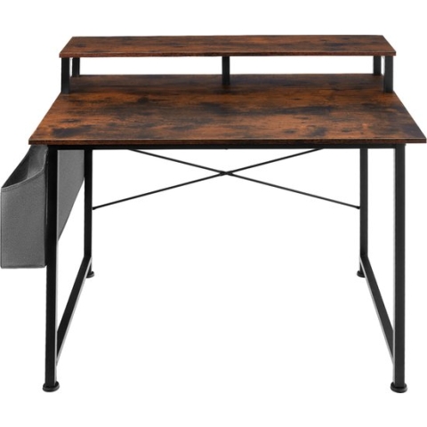tectake - Bureau Thornton computertafel - 120 cm breed - met plank en organizer - donkerbruin – 404664