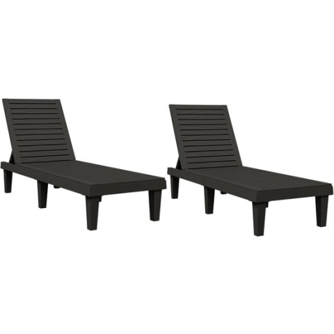 vidaXL-Ligbedden-2-st-155x58x83-cm-polypropeen-zwart