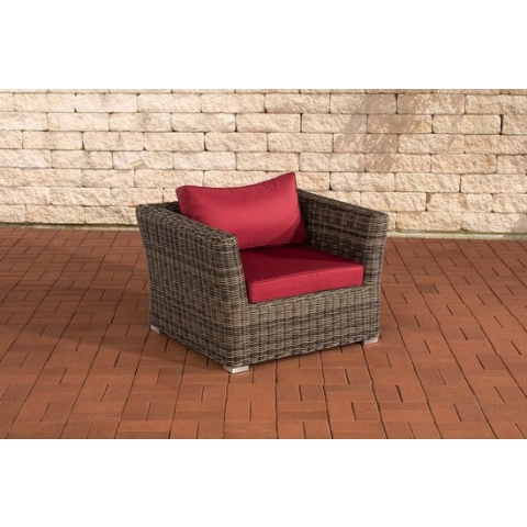 CLP Mandal Fauteuil 5mm grijs gevlekt robijnrood