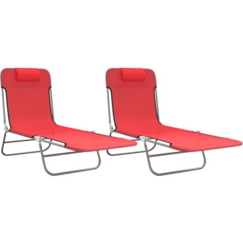 vidaXL-Ligbedden-2-st-inklapbaar-textileen-en-staal-rood