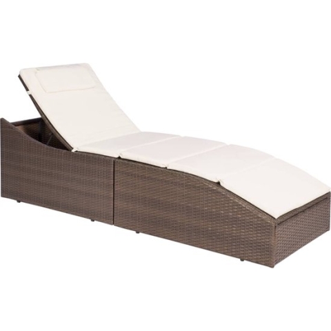 vidaXL-Ligbed-met-kussen-poly-rattan-bruin