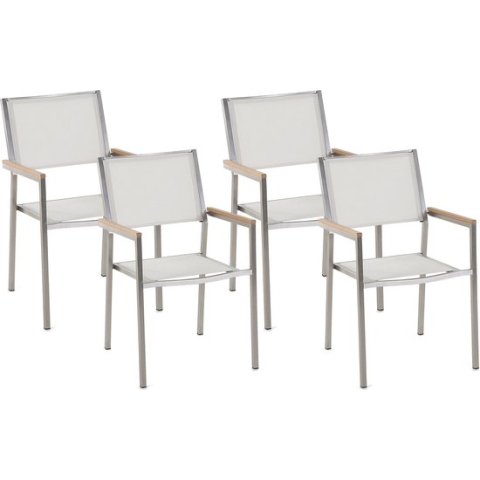 Beliani GROSSETO - Tuinstoel set van 4 - Wit - Kunststof
