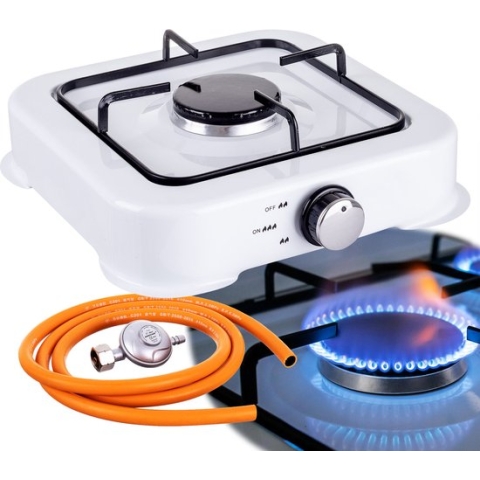 SMH LINE® Gas kooktoestel 1 pits - Camping kooktoestel - Gaskomfoor - Incl. Gasslang set