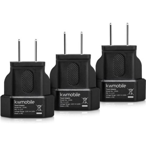 kwmobile reisadapter voor USA-stopcontact - Set van 3 reisstekkers- Geschikt voor landen met type-A stopcontact - Voor o.a. USA, Canada en Mexico