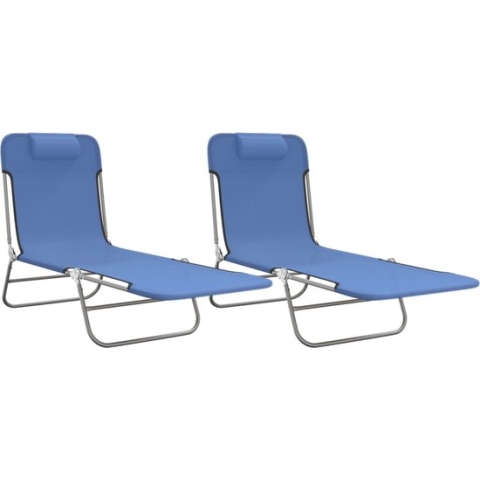 vidaXL-Ligbedden-2-st-inklapbaar-textileen-en-staal-blauw