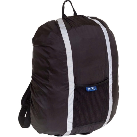 HVW068 - YOKO Hoge zichtbaarheid waterafstotende reflecterende rugzak cover - tot 25 lt - kleur Zwart