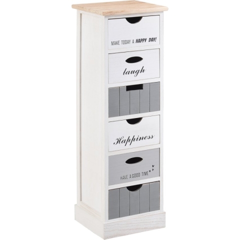 Ladekast Salo met 6 lades 91x29x27 cm wit en grijs
