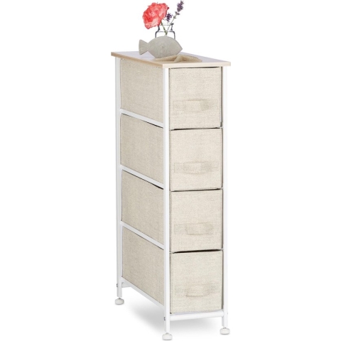 Relaxdays ladekast metaal - ladeblok - commode - beige manden - ladesysteem - bijzetkast - D