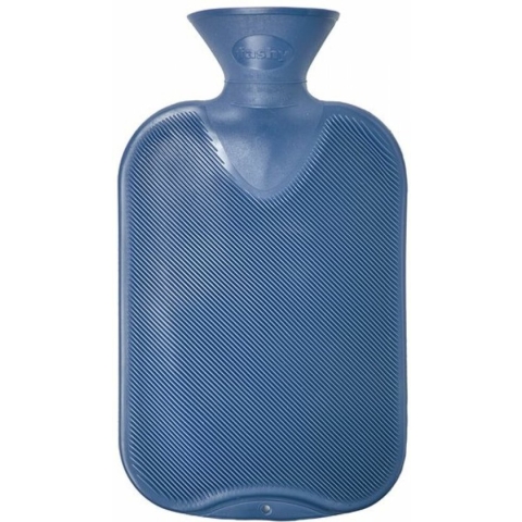 Fashy warm water kruik - enkelzijdig geribbeld - blauw - 2 liter